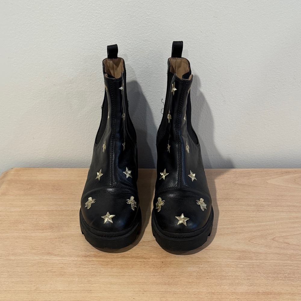 Black Star-Embellished Ankle Boots